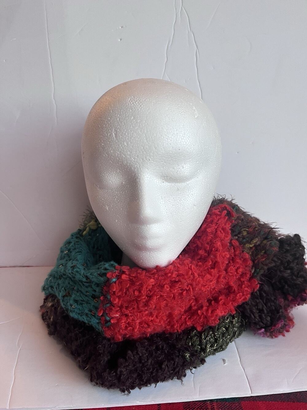 Handmade CROCHET INFINITY SCARF Jewel Tones - Varied Textures Yarns
